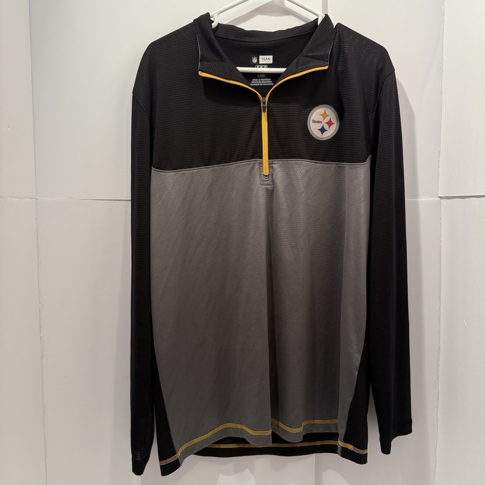 NFL Steelers Quarter Zip Light Weight Pullover Size Large